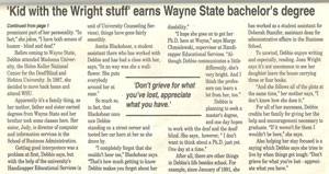 Article: Kid with the Wright stuff earns Wayne State bachelor's degree