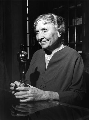 Helen Keller with her Academy Award