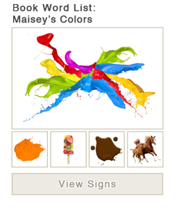 View word list of ASL signs for the book Maisy's Colors