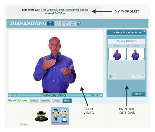 Screenshot of a sign from my list with printing options