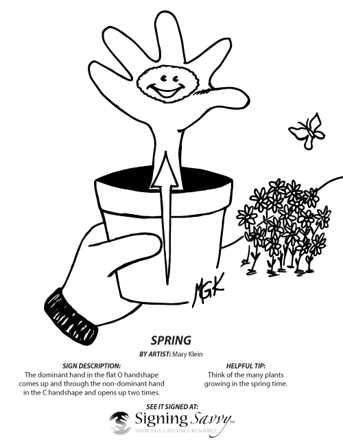 ASL Coloring Page for Spring