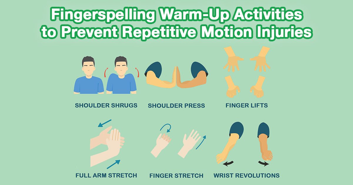 Fingerspelling Heat-Up Actions to Stop Repetitive Movement Accidents