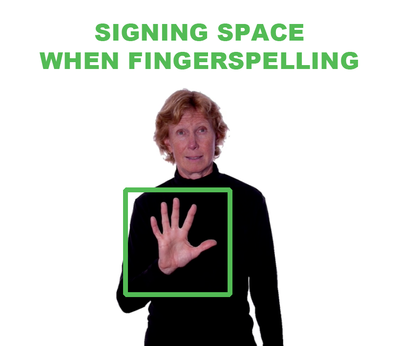 Signing space when fingerspelling