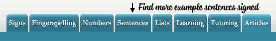 Sentences Tab on the Signing Savvy Website